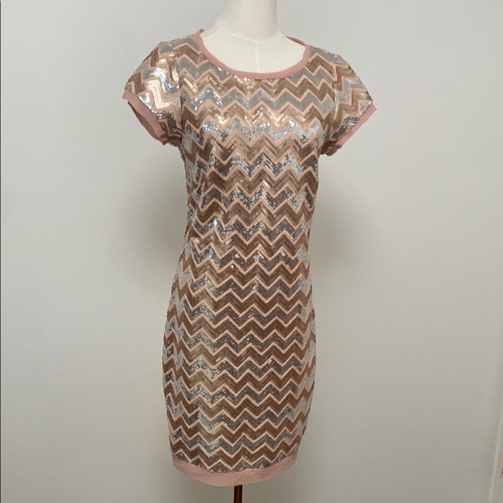 Vince Camuto RoseGold Sequin Sheath Mini Dress
